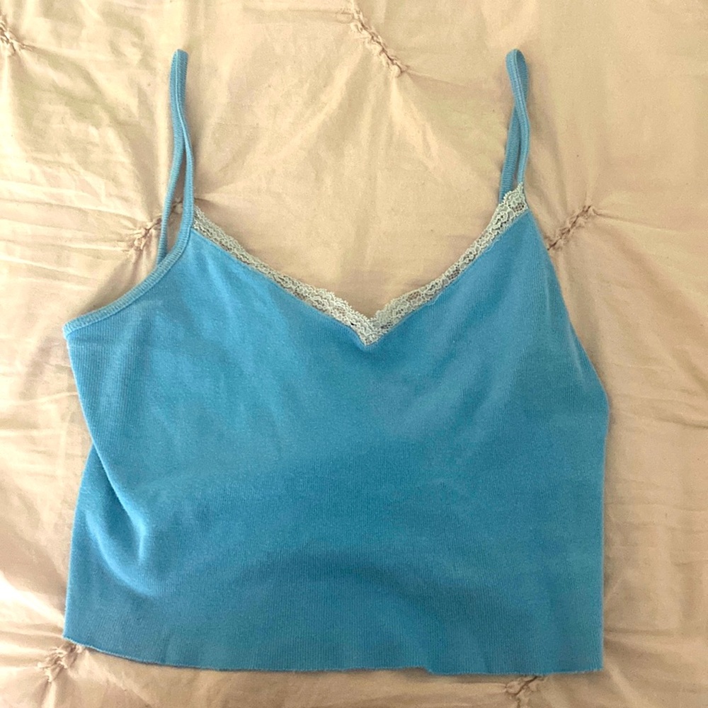 Brandy Melville Light Blue Laced Tank-Top